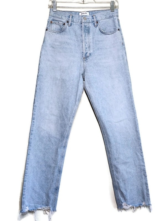 Agolde Denim - AGOLDE 90's Pinch Organic Cotton High-Rise Button-Fly Straight Raw Hem Jeans